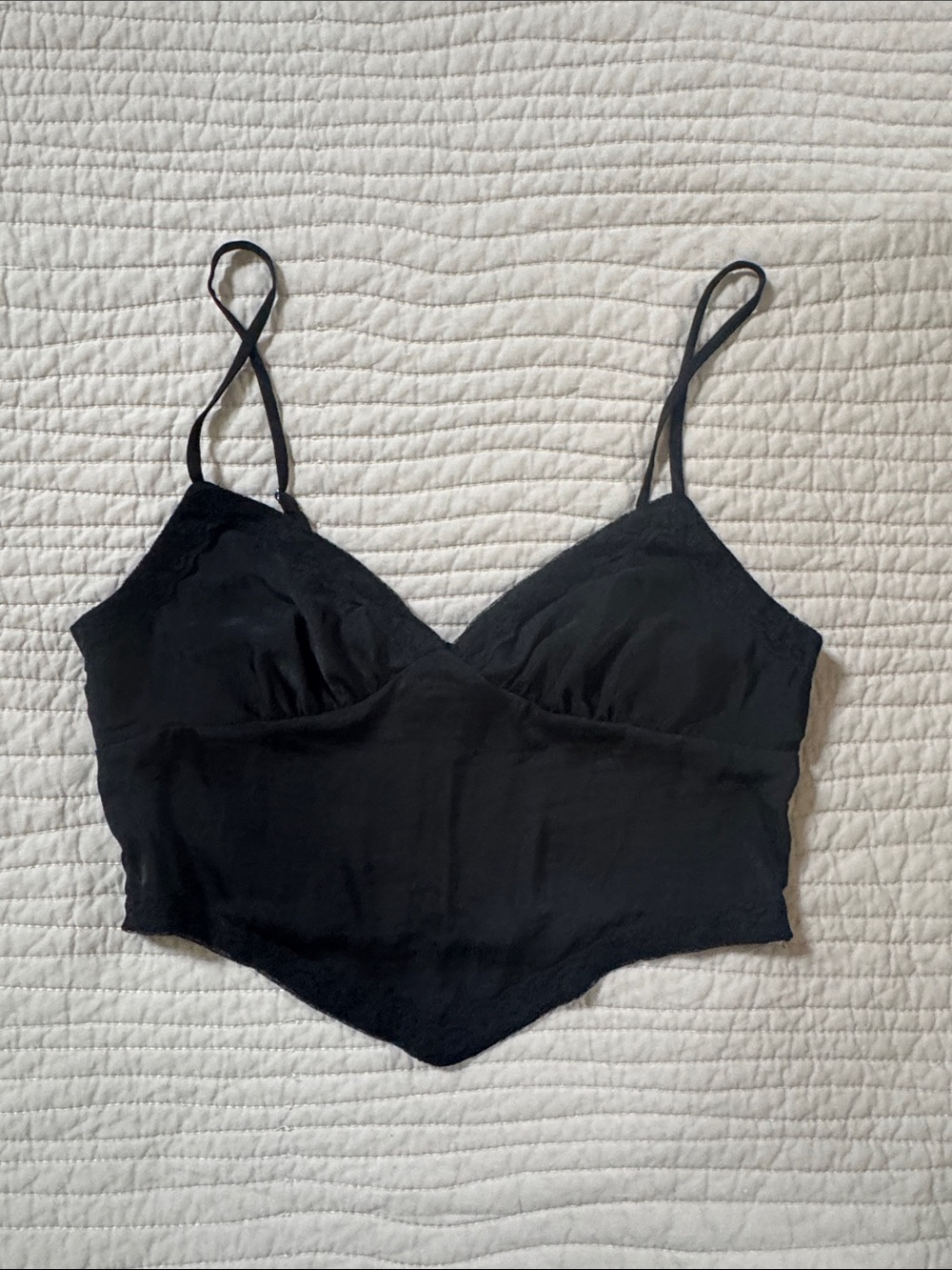 wild fable Black Lace-Trim Bandeau Bralette